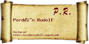 Pordán Rudolf névjegykártya